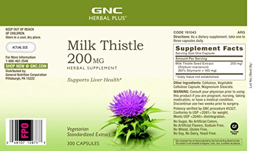 Gnc Herbal Plus Milk Thistle 200Mg | Supports Liver Health | 300 Capsules #TOP2