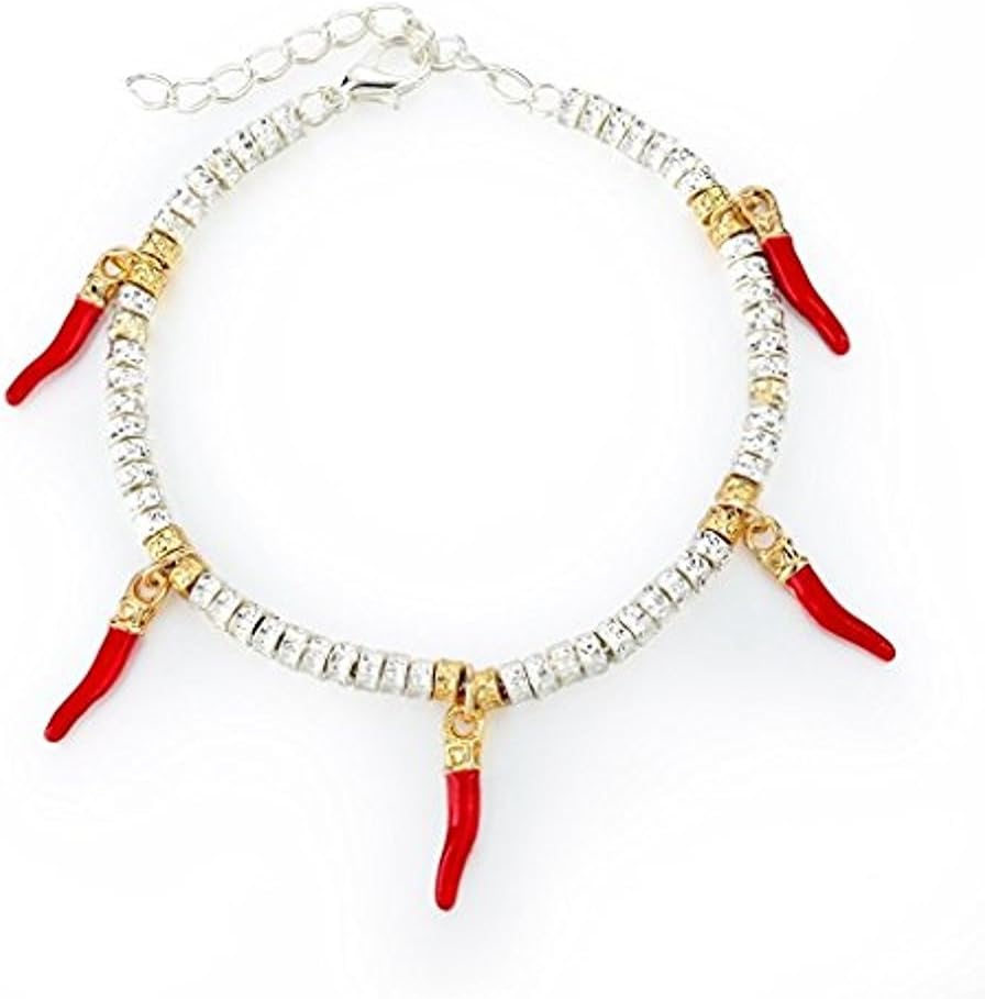 Bling Brand Silver Plated Bracelet Bangle Chain Link Red Hot Chili Pepper Charm Bracelets For Women Teen Girls