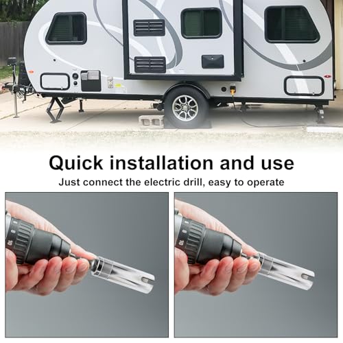 Image of Trailer Jack Drill Adapter 3 /8 with 2 Adapter Bits, T-Slot Drill Attachment Scissor Jack Slotted Drill Adapter for RV Scissor Jacks C-Type Jacks Various Pop-Up Campers