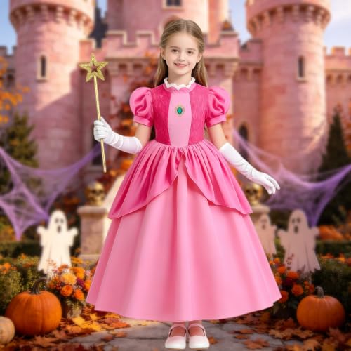 Vestido casual rosa de princesa para niñas con accesorios miniatura 3
