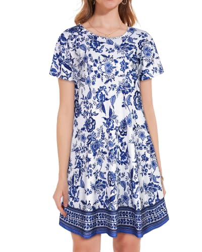 Image of JOLIGAL Summer Dresses for Women Casual Short Sleeve Sundress Scoop Neck Beach T Shirt Dress with Pockets 2026