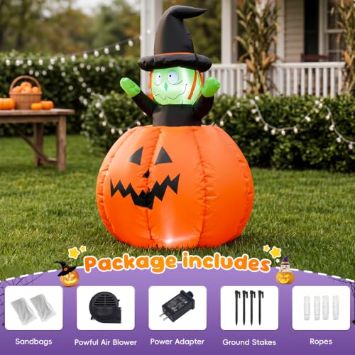 DROFELY 4ft Halloween Pumpkin and Witch Inflatable Pop Up Decoration - image 4