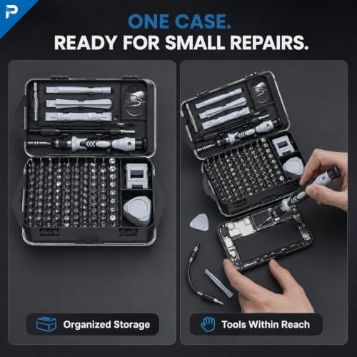 Image of 115-in-1 Precision Screwdriver Set, Magnetic Mini Repair Tool Kit with Bits, Extension Rod & Case for Phone, Laptop, Computer, Watch, Eyeglass & Electronics