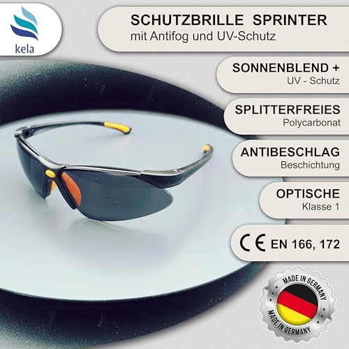 kela 12x SPRINTER Premium Protective Sports Glasses 100% Made in Germany Tinted Shatter-Proof Scratch-Resistant Work Safety Glasses with Anti-Fog and UV Coating EN170 EN172 I Cycling - Image 2