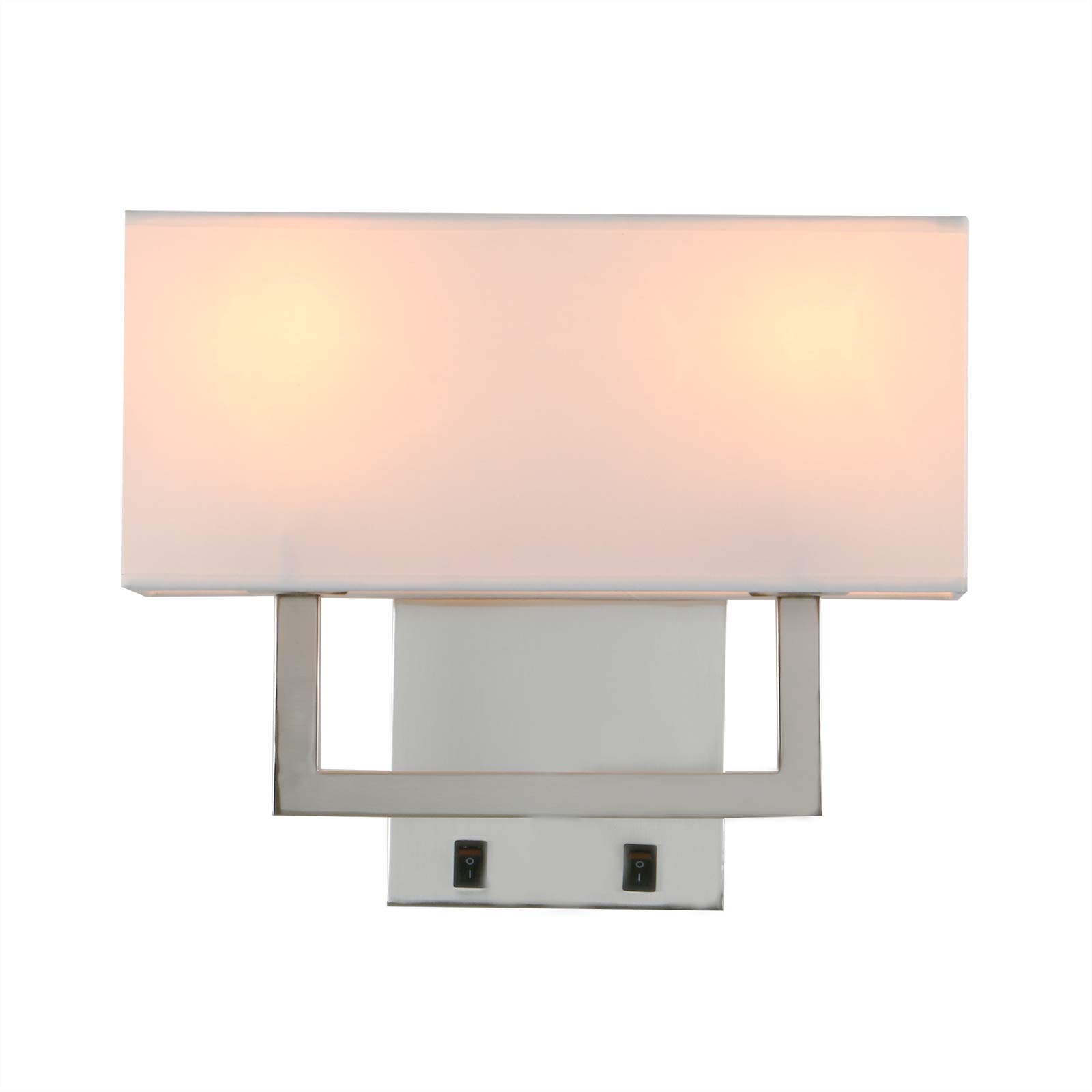 Yosoan Brushed Lighting Vintage Modern Linen Lampshade 2 Wall Light Fittings, Beside Led Wall Lamp With 2 Wall Switched For Living Room Bedrooms Hotel E27 Screw (Brushed)