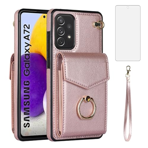 Samsung Galaxy A73 5G étui de protection portefeuille Asuwish antichoc avec anneau