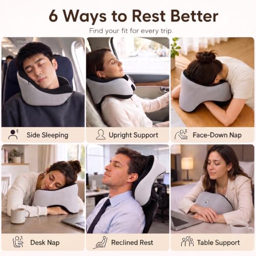 Image of Travel Neck Pillows for Airplanes-6 in 1 Wear Styles, Relief Neck Pain