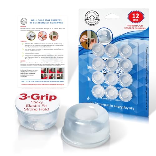 Rubber Door Bumper - Small Size Rubber Bumpers - Clear Door Stoppers for Wall - Wall Protector Clear Rubber Door Stop 12 in Pack- Silicone Bumpers for Wall- Stick on Wall Protector for Walls Heavy Use