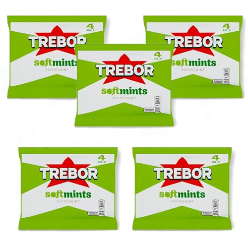 Trebor Softmint Peppermint Roll - Pack of 20 (5 packs x 4 rolls)