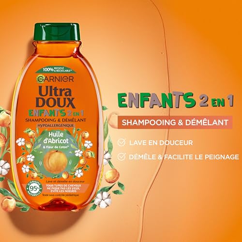 Shampoing Enfant 2en1 Démêlant 2en1 Et Fleur De Coton Ultra Doux Garnier Le Flacon De 300ml - vue 4