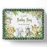 Safari Baby Shower Cake Topper, A Sweet Baby Boy is on His Way, Edible Image, Jungle Boy