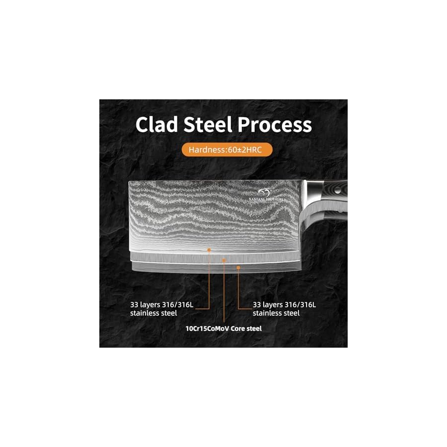 Damascus-Cleaver-Knife-7-Inch-Professional-Kitchen-Knife-with-Non-slip-Micarta-Wood-Ergonomic-Handle-All-Purpose-Chef-Knife-Meat-Cleaver-Vegetables-Chopping-Razor-Sharp-Lightweight Damascus Cleaver Knife, 7 Inch Professional Kitchen Knife with Non-slip Micarta Wood Ergonomic Handle, All Purpose Chef Knife Meat Cleaver Vegetables Chopping, Razor Sharp Lightweight