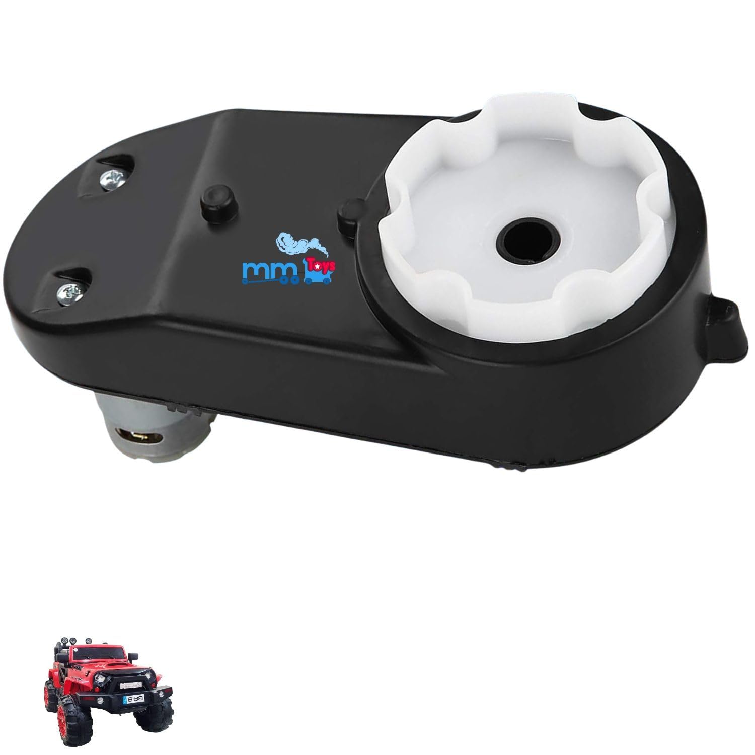 12V GearBox With Motor 12 mm Hole 6 Groves Complete Replacment Part 16.5Cm With 18000 RPM Motor For Kids Electric Car/Jeep/Bike Accessories - Black