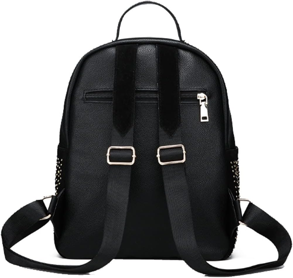 Rhinestone Backpack Faux Leather Black - Image 3