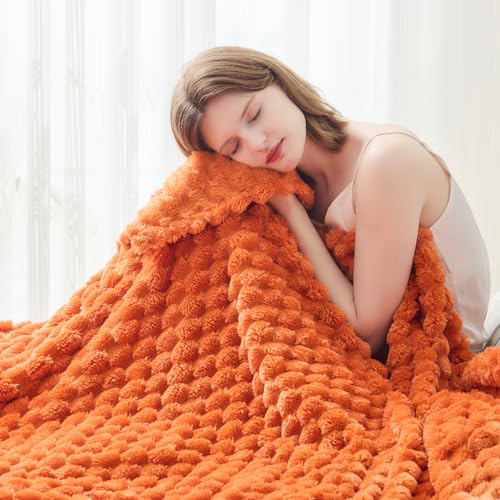 NEWCOSPLAY Super Soft Fall Throw Blanket Orange Premium Silky Flannel