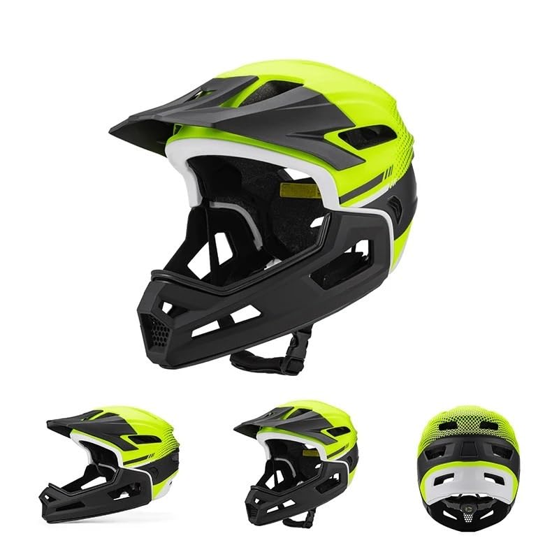 Casco Bicicleta Casco de Bicicleta for Adultos, Cara Completa, Desmontable, for Deportes al Aire Libre, Motocicleta, monopatín, Protege la Cabeza(Fluorescent Yellow)