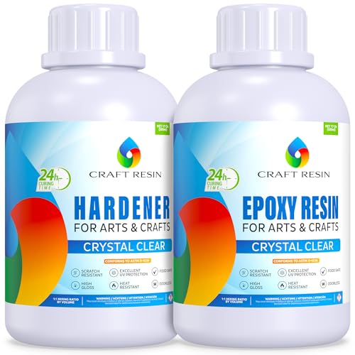 Craft Resin CR-1L 34Oz Epoxy Resin Kit - Crystal Clear Epoxy Resin Kit & Hardener For Diy Art, Mold Casting, Jewelry Making, Coasters, Table Top, Countertop Coating - Food Safe, Heat & Uv Resistant cover
