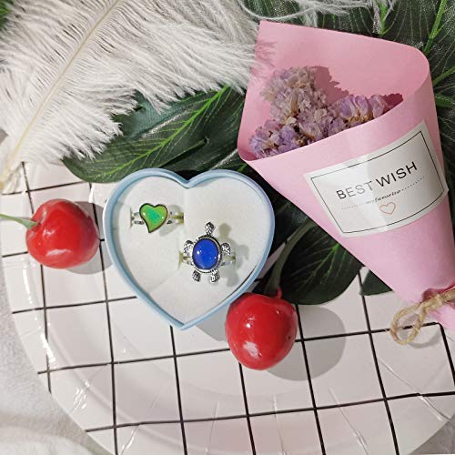 Childrens Mood Jewelry Turtle & Heart Adjustable Mood Rings Color Changing Child Ring for Kids Boys Girls2
