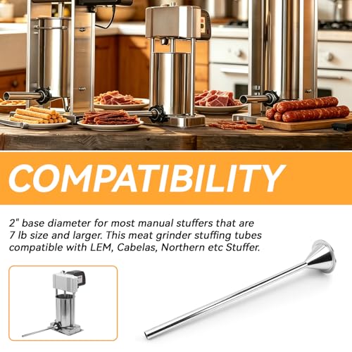 3/8" 10mm Stuffing Horn, 2" (52mm) Base Snack Stick Tube for Sausage Stuffers, Fit for LEM, Cabelas, Northern etc Stuffer, Stainless Steel by Magluv - Image 3