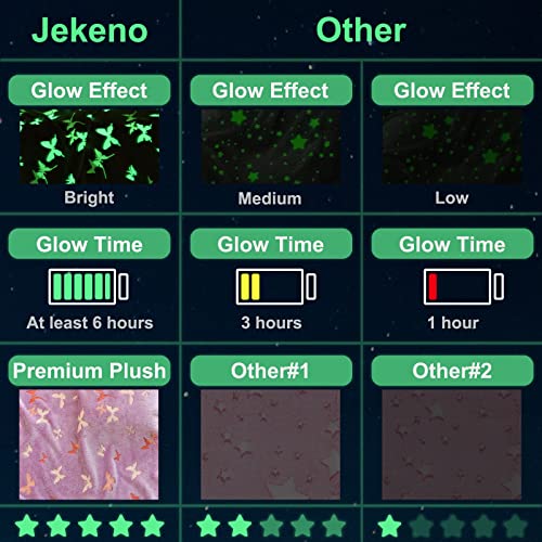 Jekeno Glow In The Dark Blanket Butterfly Gifts For Girls - Pink Butterflies Toys For 1 2 3 4 5 6 7 8 9 10 11 12 13 Year Old Kids Teen Birthday Christmas Halloween Present Child Teenage Throw 50"X60" #TOP2