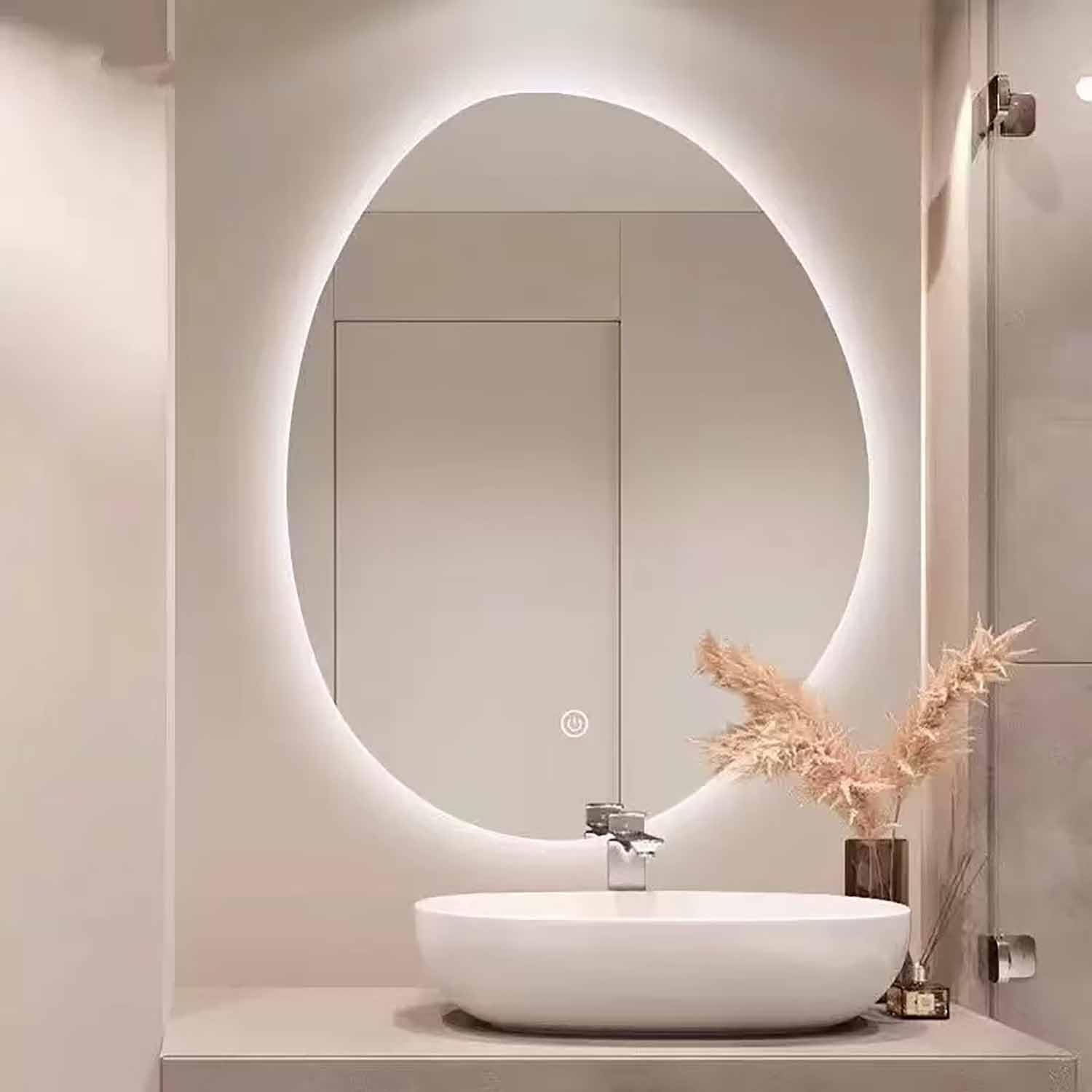 WJFTODAY Illuminated LED Bathroom Mirror with Anti-Fog, Frameless Vanity Mirror for Wall, Backlit Decorative Mirror, Modern Design for Easy Makeup & Grooming