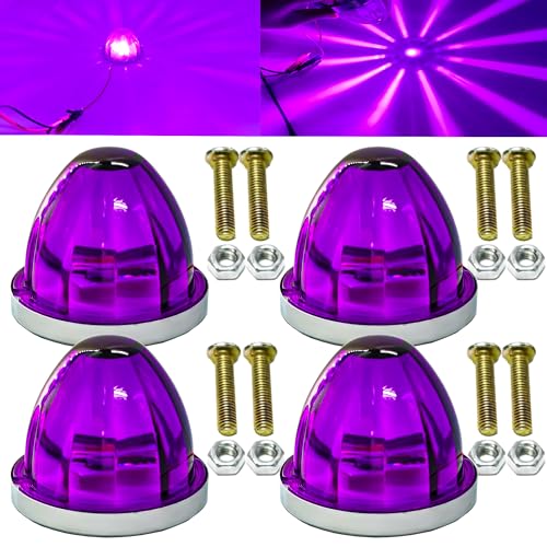 Image of 4PCS Purple Watermelon Lights, Clear Lens LED Side Marker Turn Signal Lights, Watermelon-Shaped Side Marker Tail Top Cap Roof Lights for Trailer Truck Semi-Trailer Heavy-Duty Truck Bus Van