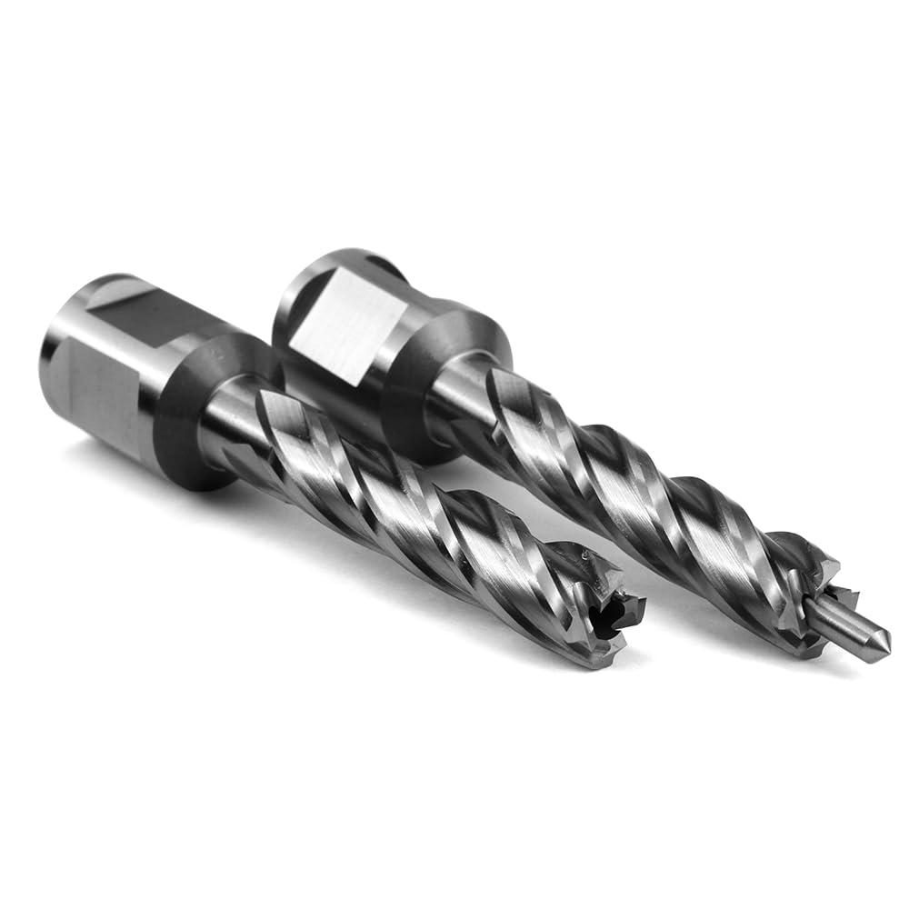OSCARBIDE 7/16"x2"Annular Cutters 2 Piece,7/16 inch Cutting Diameter 2 inch Depth of Cut,3/4 inch Weldon Shank 2 Flat Mag Drill Bit with Pilot Pin for Magnetic Drill Press