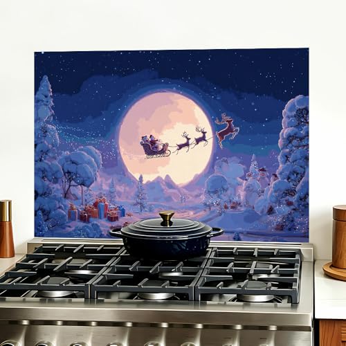 Image of Santa Moonlit Night Backsplash Peel and Stick, 35.4x23.6 in
