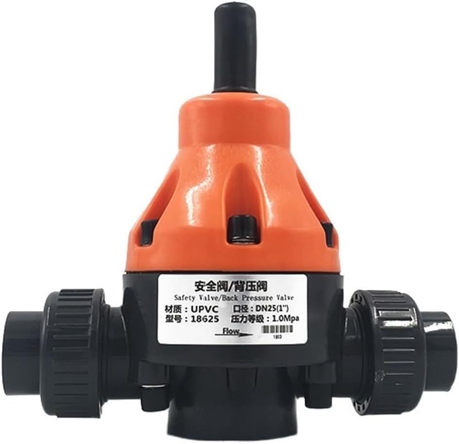1MPa/10bar UPVC Back Pressure Valve DN15/DN20/DN25 Pressure Relief Valve PTFE Diaphragm Safety Valve OD 20/25/32mm(1/2")