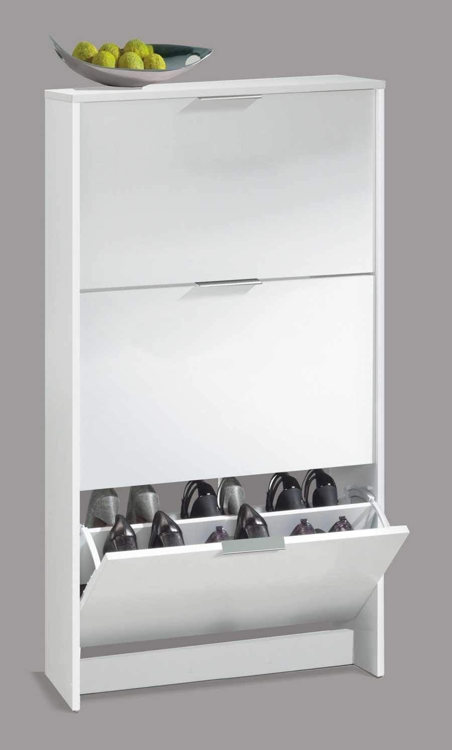 Bricozone Scarpiera A Ribalta Salvaspazio Con 3 Ante Mobile Portascarpe In Melaminico Finitura Bianca Antigraffio Fino A 20 Paia 113x60x22 Cm (Bianco)