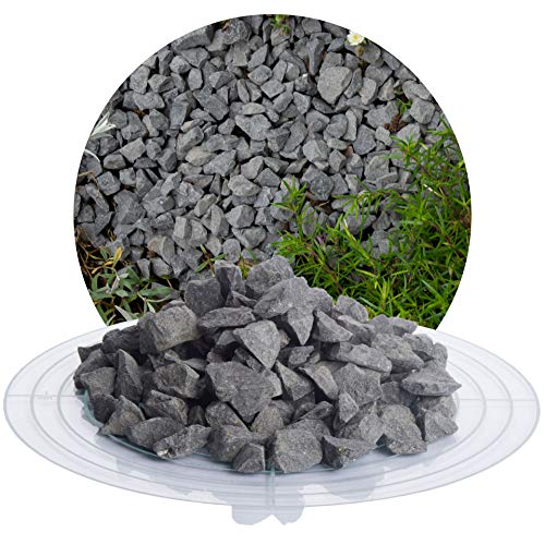 Schicker Mineral – Basaltsplitt 25kg aus Deutschland – Ziersplitt anthrazit aus Basalt in verschiedenen Größen von 2-56mm – Basaltbruch Naturstein ideal zur Garten-, Hof- & Weggestaltung