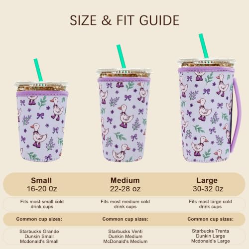 Image of Insulated Neoprene Cup Sleeve for Iced Coffee & Cold Soda - Reusable & Sweatproof, Keeps Drinks Cold Longer, Coffee Coolie for Hot & Iced Drinks (Silly Goose, Small: 16-18oz)
