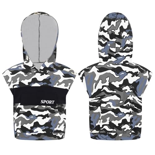 Kids Boys Girls Fashionable Camouflage Hooded Sleeveless Top Loose Fit For Dance Sports Summer3