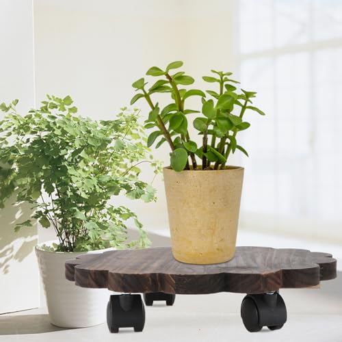 Plateau à roulettes en bois de qualité supérieure, support de pot élégant