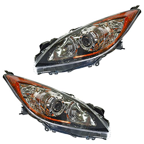 Image of TRQ Headlight Assembly Set MA2518130 MA2519130 | For 2010-2013 Mazda 3