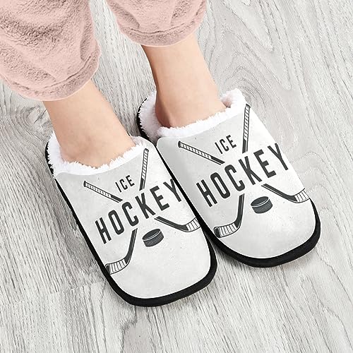 Ice Hockey Sports Vintage Slippers Memory Foam Non-Slip Indoor House Slippers Bedroom Hotel Travel Home Shoes for Women, 5-82
