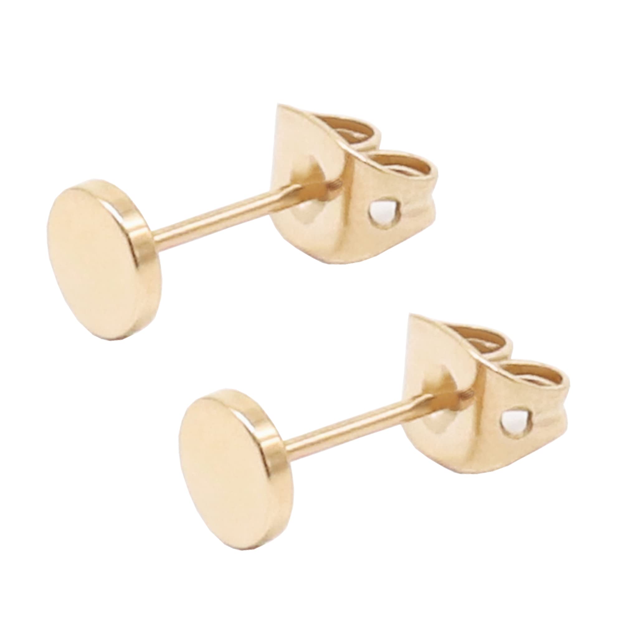 Artskin Titan Ohrstecker Hypoallergen für Damen Herren Mädchen 3mm-5mm Optionen Roségold/Gold/Silber/Schwarz Rund Flach Scheibenohrringe für empfindliche Ohren