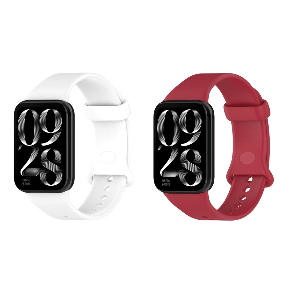 2 Pack Replacement Straps Compatible with Xiaomi Smart Band 9 Pro Strap, Soft Silicone Sports Watch Strap Wristbands for Women Men (White+Red)
