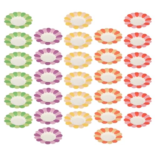 Milisten Assiettes à Dessert en Carton 50 Pièces Forme Fleur pour Réunions et Fêtes d'Anniversaire, Adaptées au Service de Gâteaux Fruits et Biscuits Couleur Aléatoire
