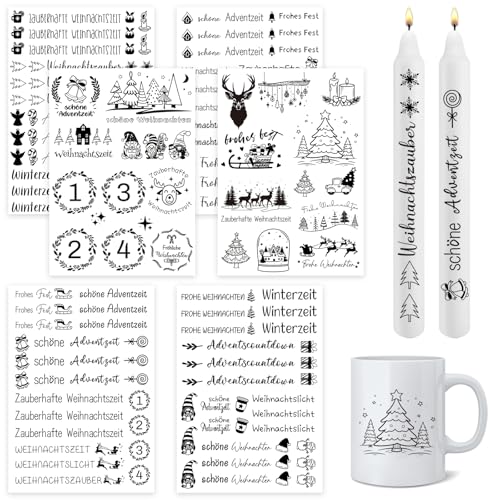 6 Stück Kerzentattoos Weihnachten - Rub on Sticker Weihnachten für...