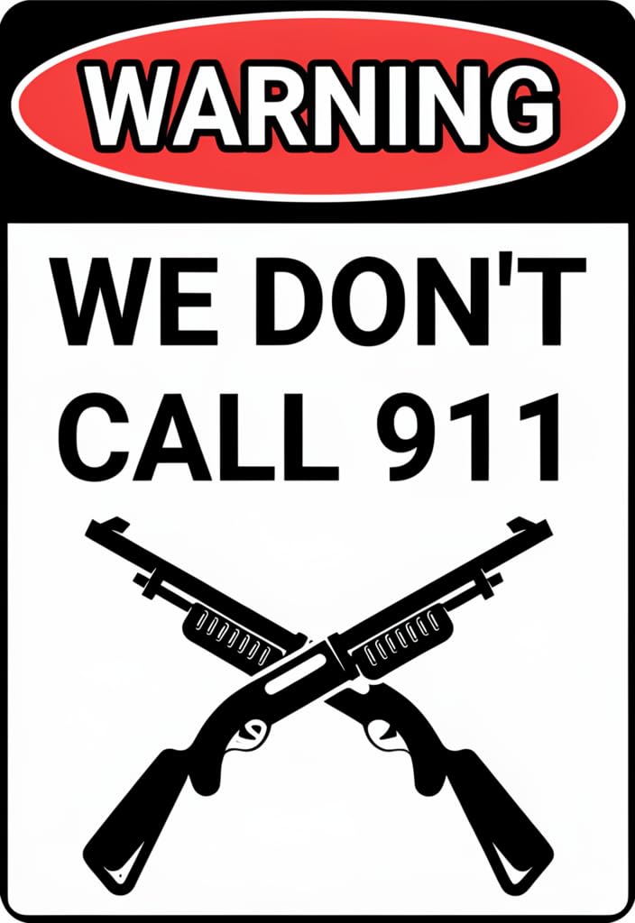 peiyeety Warning We Don't Call 911 Tin Sign 12x8 Inch, Funny Vintage Metal Wall Decor, Black White Red Novelty Warning Sign for Garage, Man Cave, Workshop, Farmhouse, Home Decor Gift