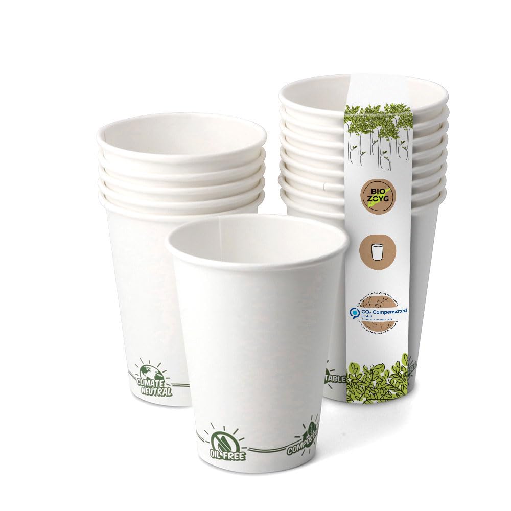 Tazze Compostabili Da 300ml - 50 Pezzi In Cartone Con Rivestimento PLA, Marrone - Foto 4