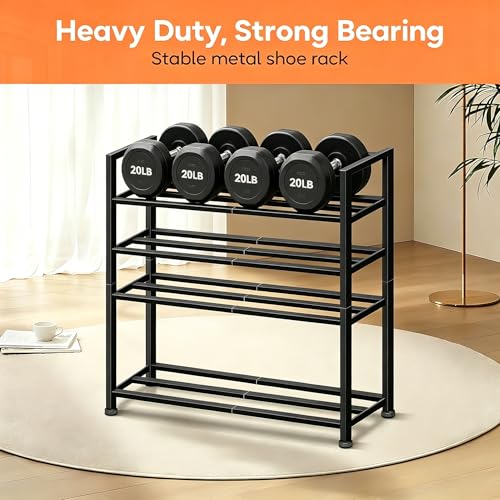 KEETDY 5-Tier Heavy Duty Shoe Rack for Garage Entryway, Stackable Shoe Organizer for 25 Pairs Men Boots, Shoe Rack for Closet Metal Shoe Storage Shelf, Floor, Hallway (Black) by KEETDY - Used condition - Image 2
