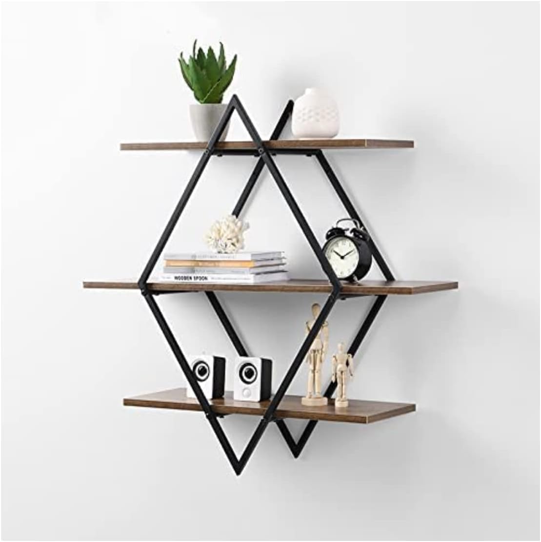 YORKSHIRE HOMEWARE 3-Storey Wall Hanging Shelf | Floating Shelf Storage Organiser | Decorative Shelves for Home & Office | Storage Display Stand | Industrial Wall Mounted Shelving Unit