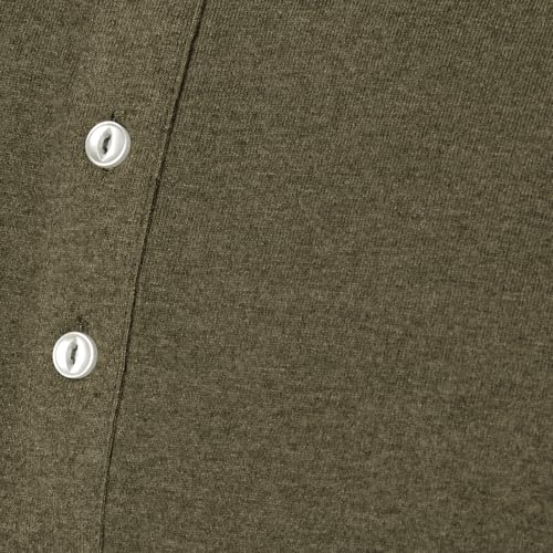 Amazon Essentials Camisa Henley de Manga Larga de Ajuste Entallado Hombre, Verde Oliva Mezcla, L