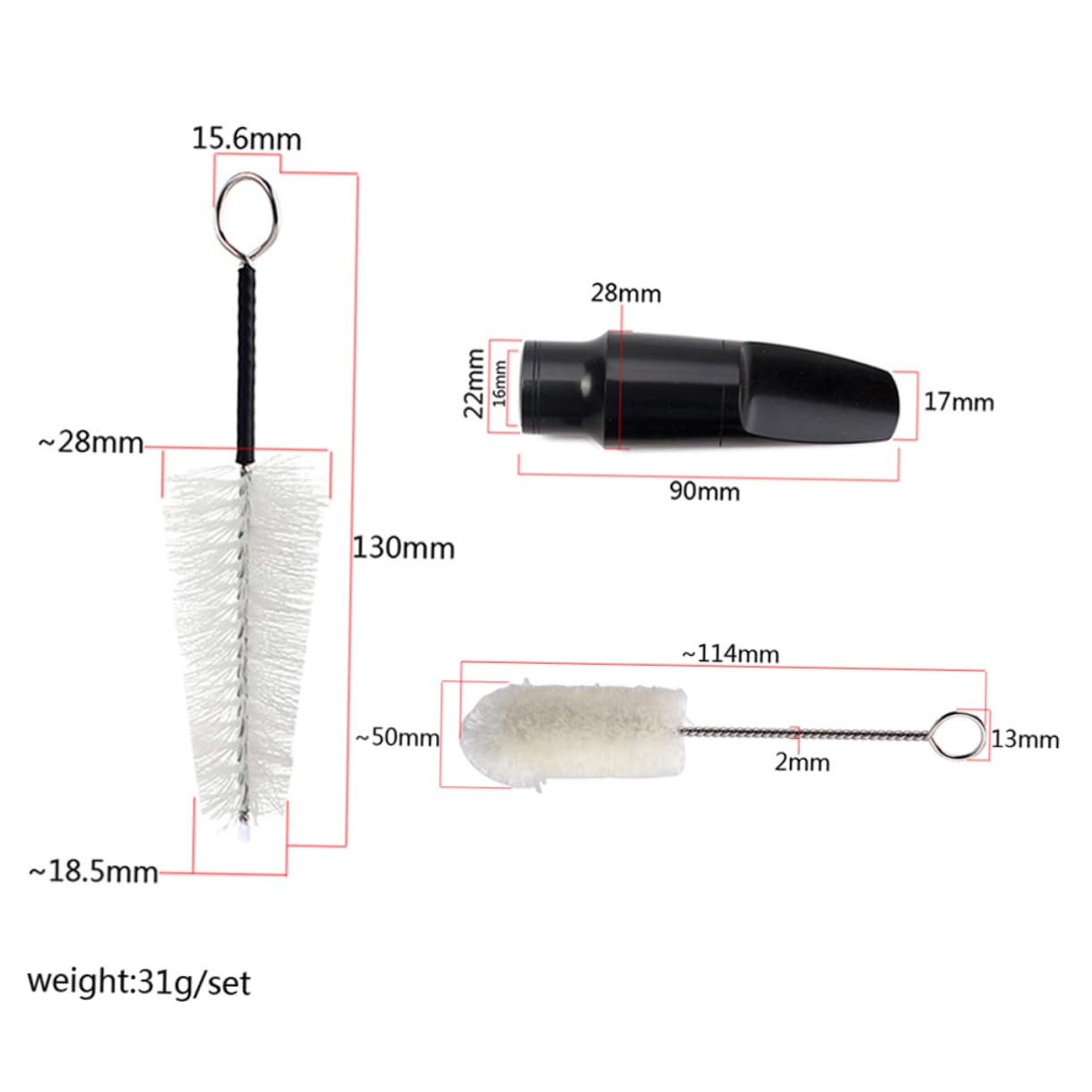 BESPORTBLE 2Pcs Alto Saxophone with Cleaning Brushes Kit for Alto Sax Music Instruments Easy Tone Generation Maintenance for Musicians Students