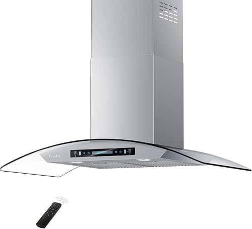 Miniatura 23 de HisoHu Campana extractora de montaje en pared de 30 pulgadas, convertible sin conductos/conductos, campana de ventilación de cocina de 780 CFM
