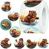 Unique design: Beaver sticker rolls are designed with 8 different patterns, 1.5 inches, cute and beautiful. Each roll has 500 round stickers, a large number, you can match as you like. Material: Beaver sticker are made of high quality paper, easy to ...