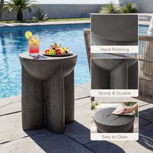Image of COSIEST Outdoor Patio Side Table, Lightweight MgO Concrete Accent Table
