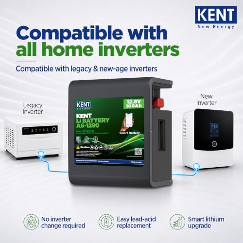 Image of KENT Lithium Battery A6-1280 12.8V 100Ah | Smart BLE Battery | MCB Protection | Safe LFP Chemistry | Fast Charging in 2Hrs | 150Ah Lead Acid Equivalent | 10Yr Design Life | 3000+ Cycles | 5Yr Warranty
